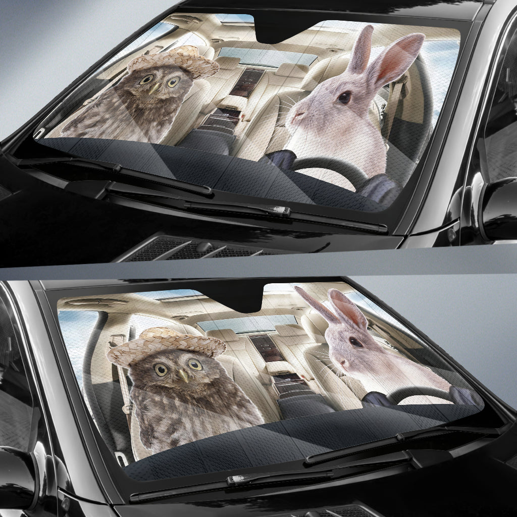 Cute Owl With Rabbit Sunshade