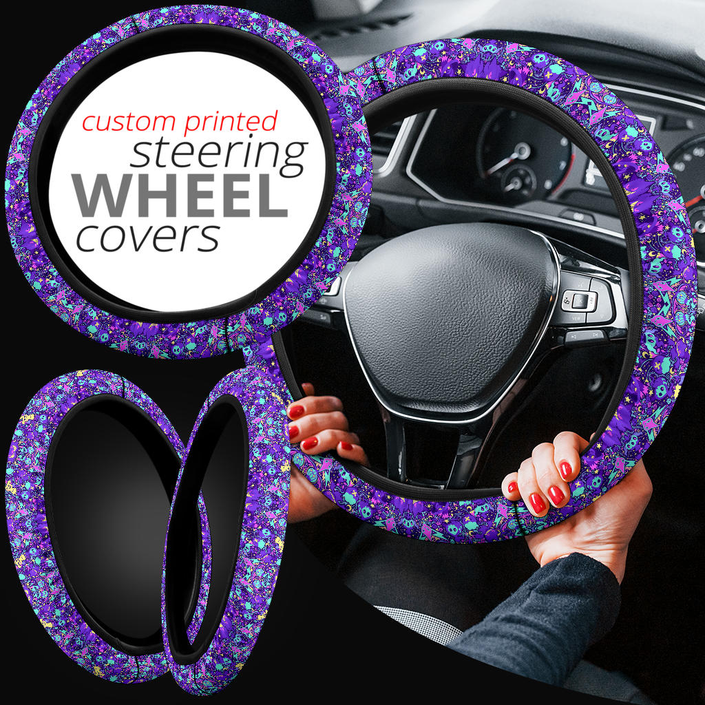 Pattern Pokemon Ghost Purple Car Steering Wheel Cover 2