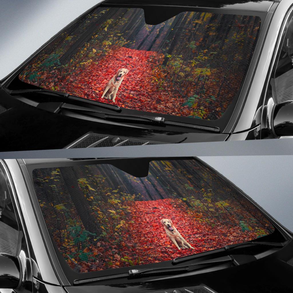 Labrador Retriever Autumn Foliage Forest Hd Car Sun Shade Gift Ideas 2022