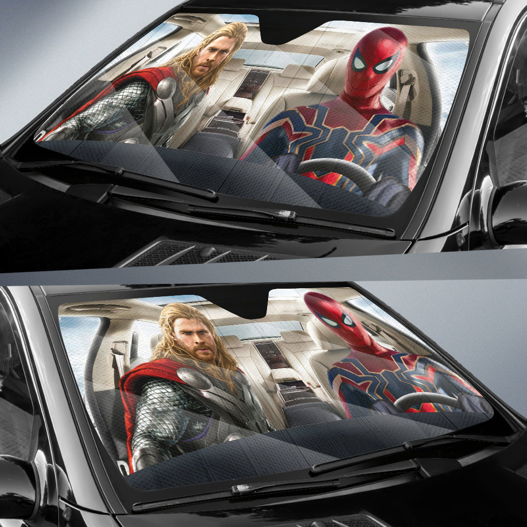 Spidermen And Thor Sunshade