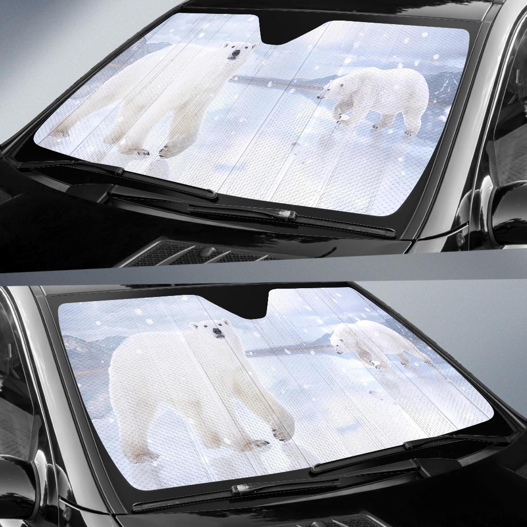 Polar Bears Snowfall 4K Car Sun Shade Gift Ideas 2022