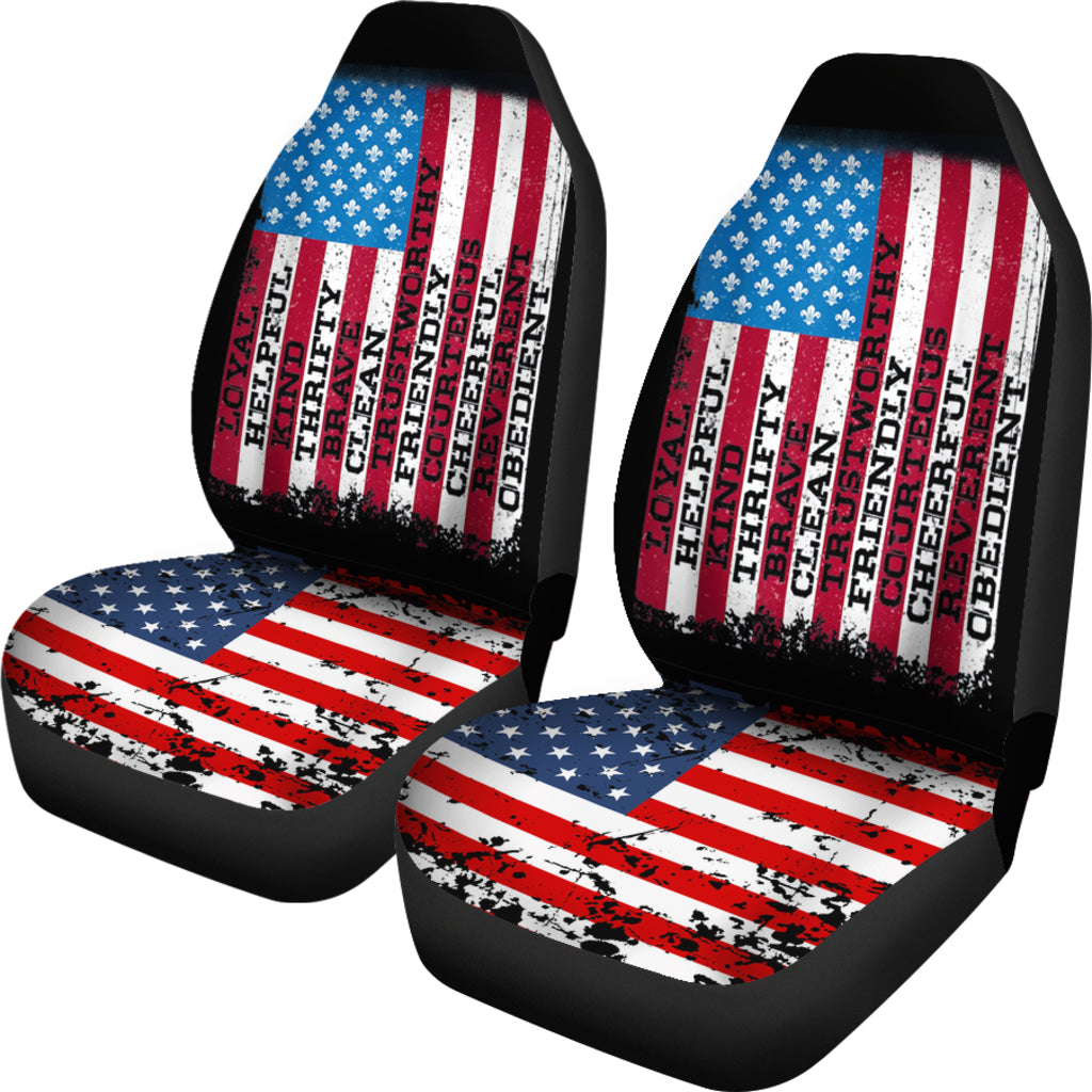 Scout Law Patriotic Scouting Lover Us Flag Car Seat Covers