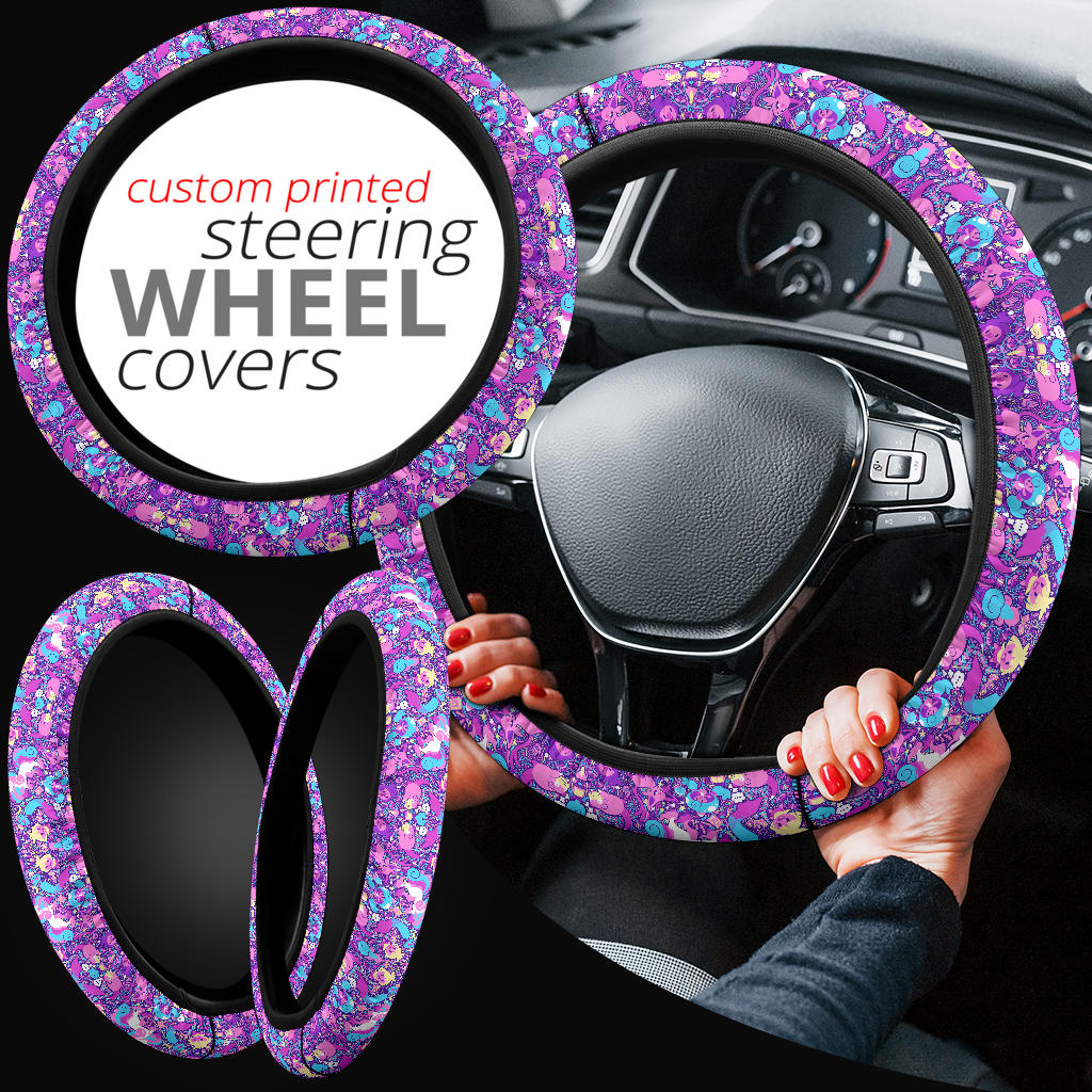 Pattern Pokemon Purple Custom Car Steering Wheel Cover