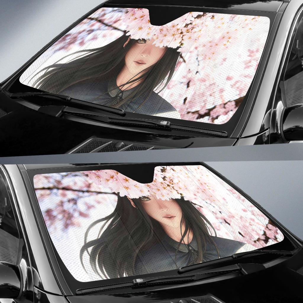Anime Girl Beautiful Cherry Blossom Sakura Hd Car Sun Shade Gift Ideas 2022