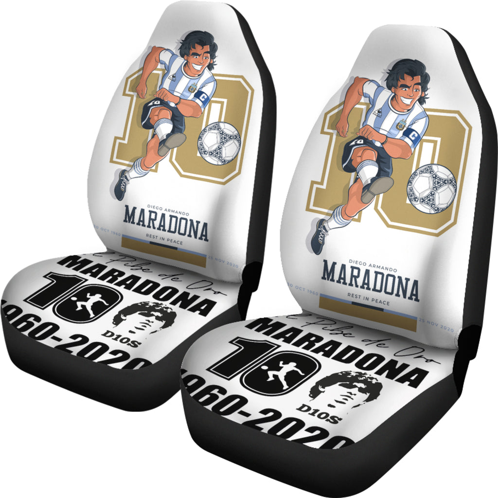 Toon Diego Armando Maradona 10 Rip 1969 2022 Car Seat Covers Gift For Fooball