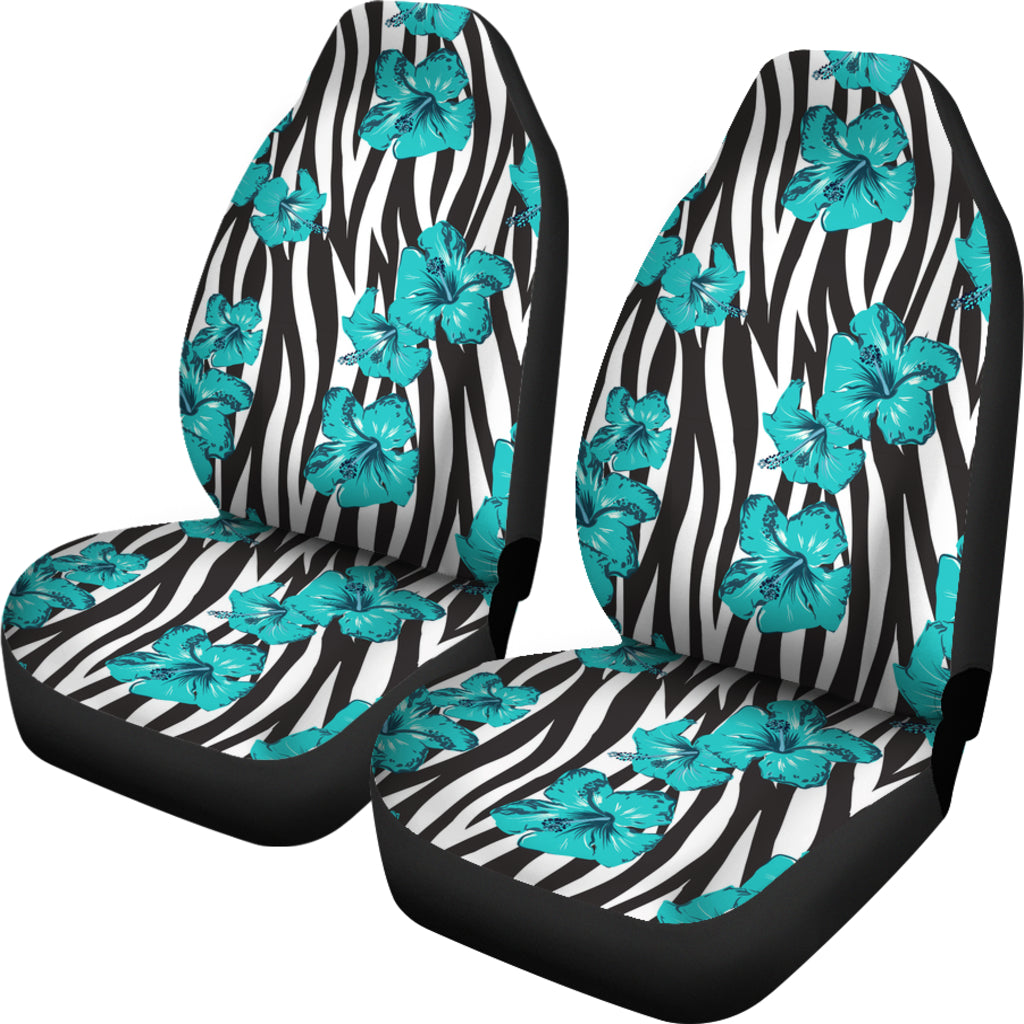 Blue Flower Zebra Seat Covers