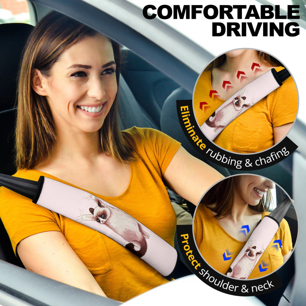 Cat Funny Car Seat Belt Covers Custom Animal Skin Printed Car Interior Accessories Perfect Gift