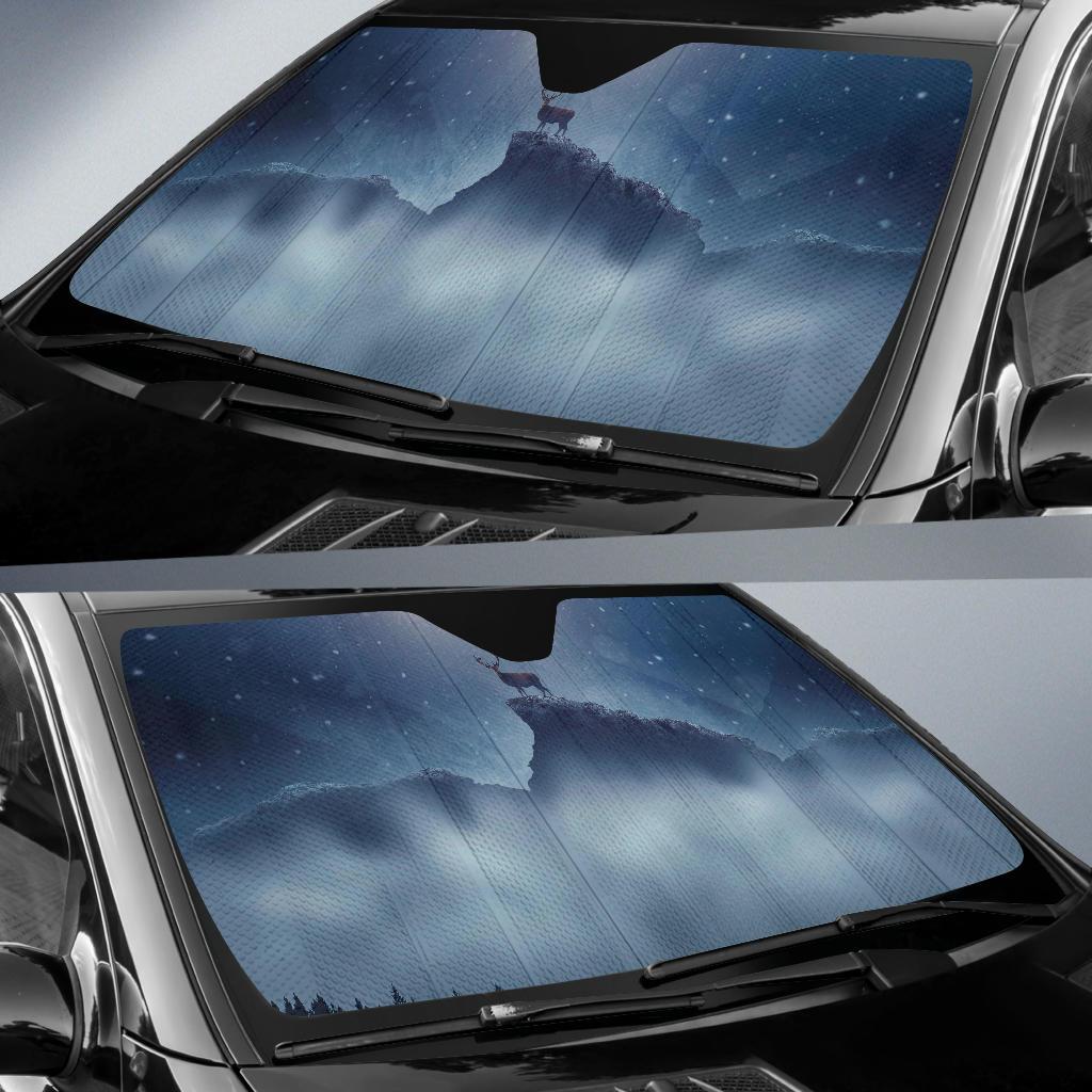 Deer Snowfall Winter Peak Hd Car Sun Shade Gift Ideas 2022