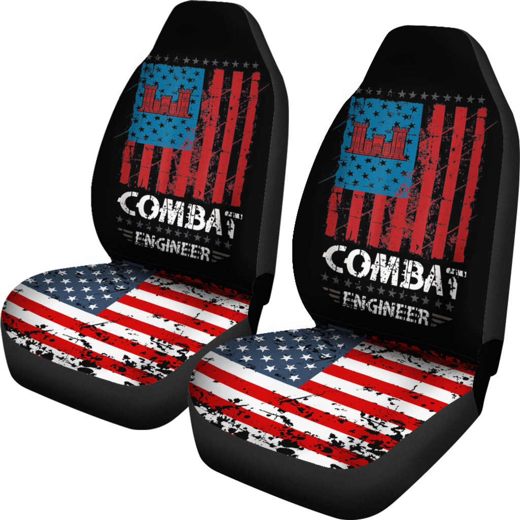 Combat Engineer American Flag Car Seat Covers