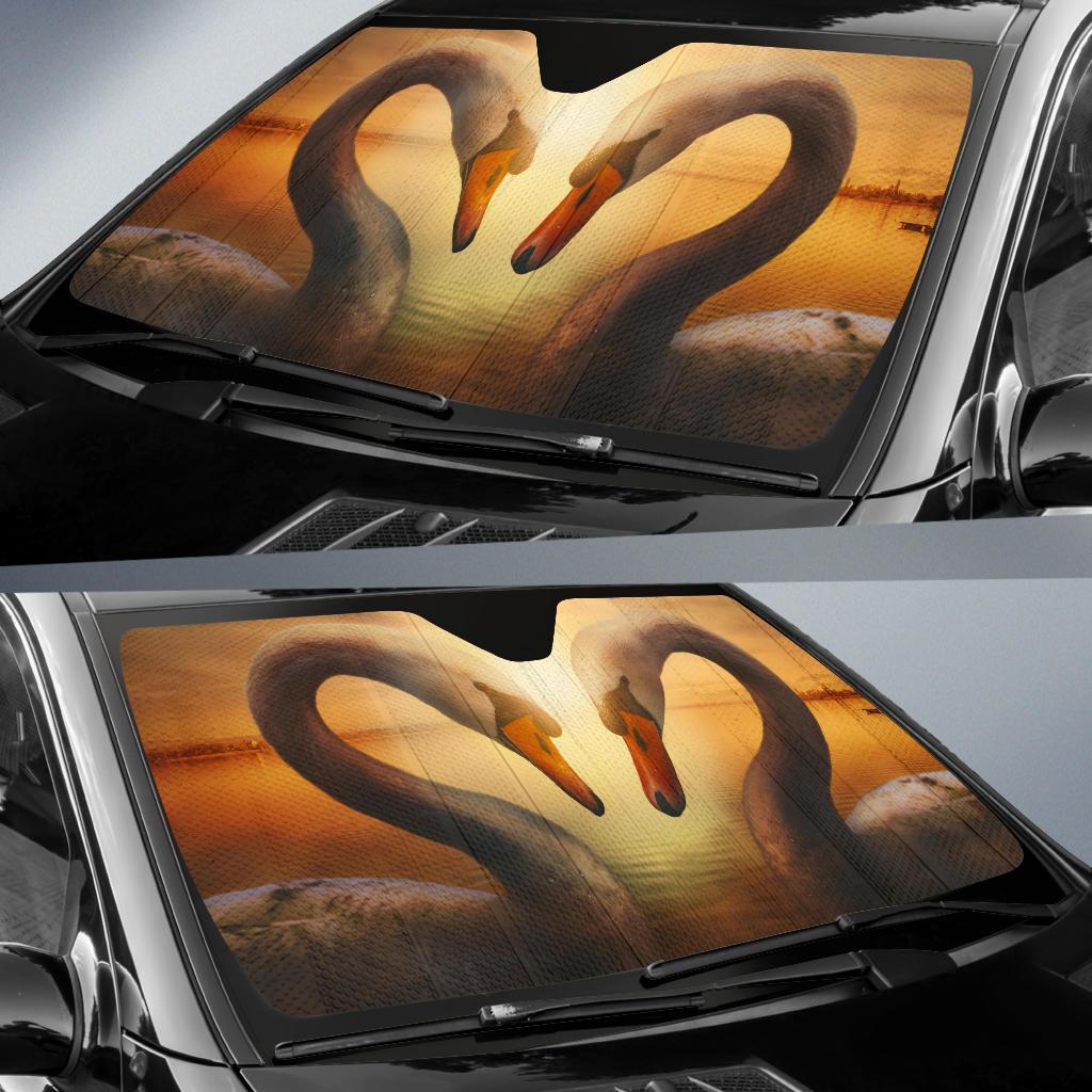 Swans Birds Symbol Of Love 5K Car Sun Shade Gift Ideas 2022