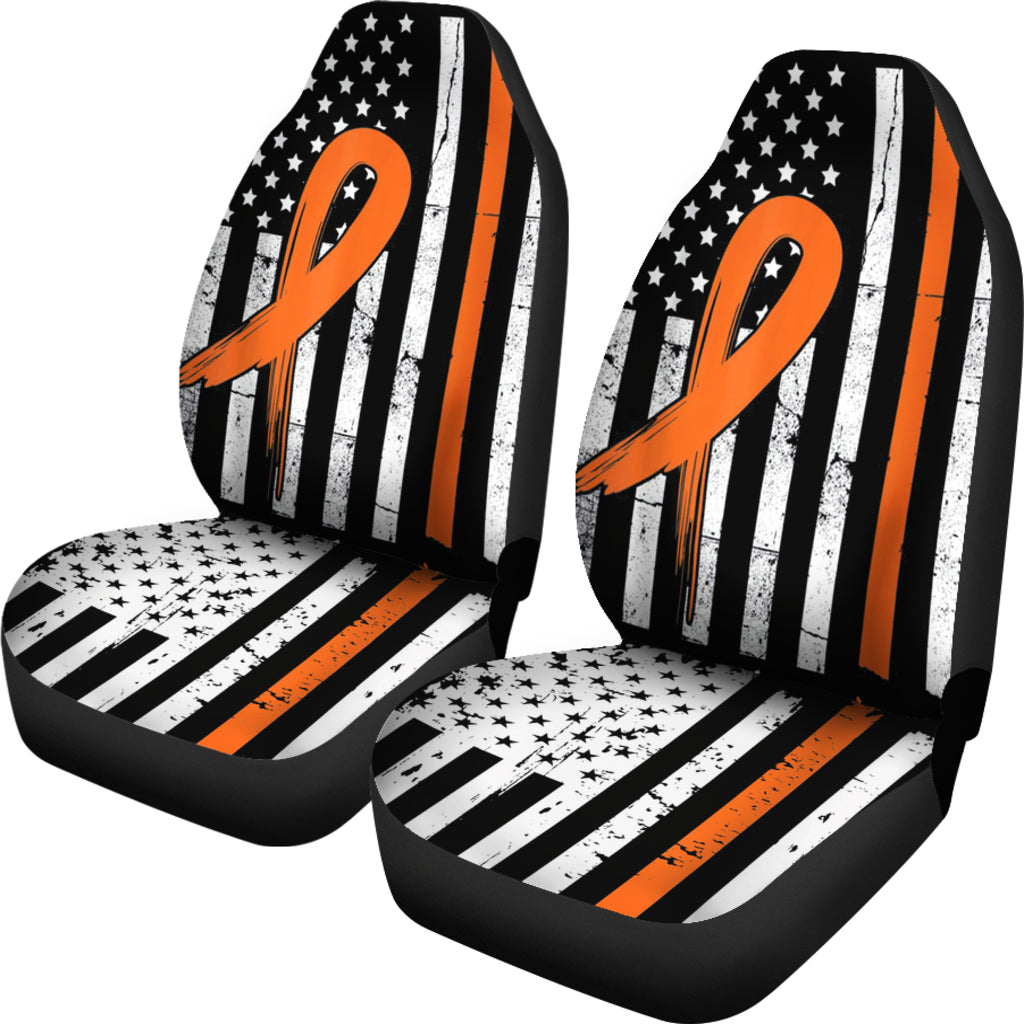 Multiple Sclerosis Awareness Orange Ribbon Us Flag Car Seat Cover