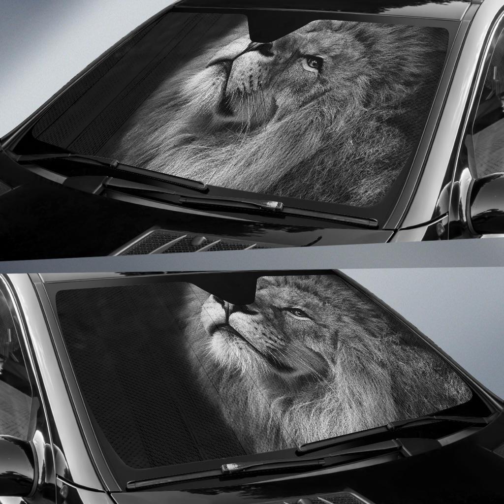 Lion Monochrome 4K Car Sun Shade Gift Ideas 2022