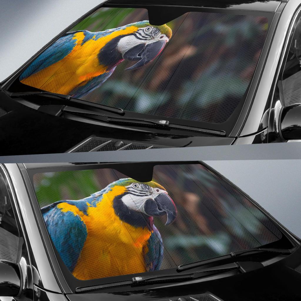 South American Parrot Blue And Yellow Macaw Hd Car Sun Shade Gift Ideas 2022