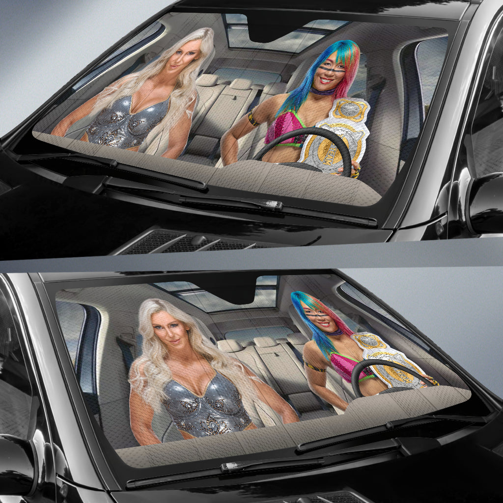 Asuka Vs Charlotte Flair Wwe Driving Auto Sun Shade