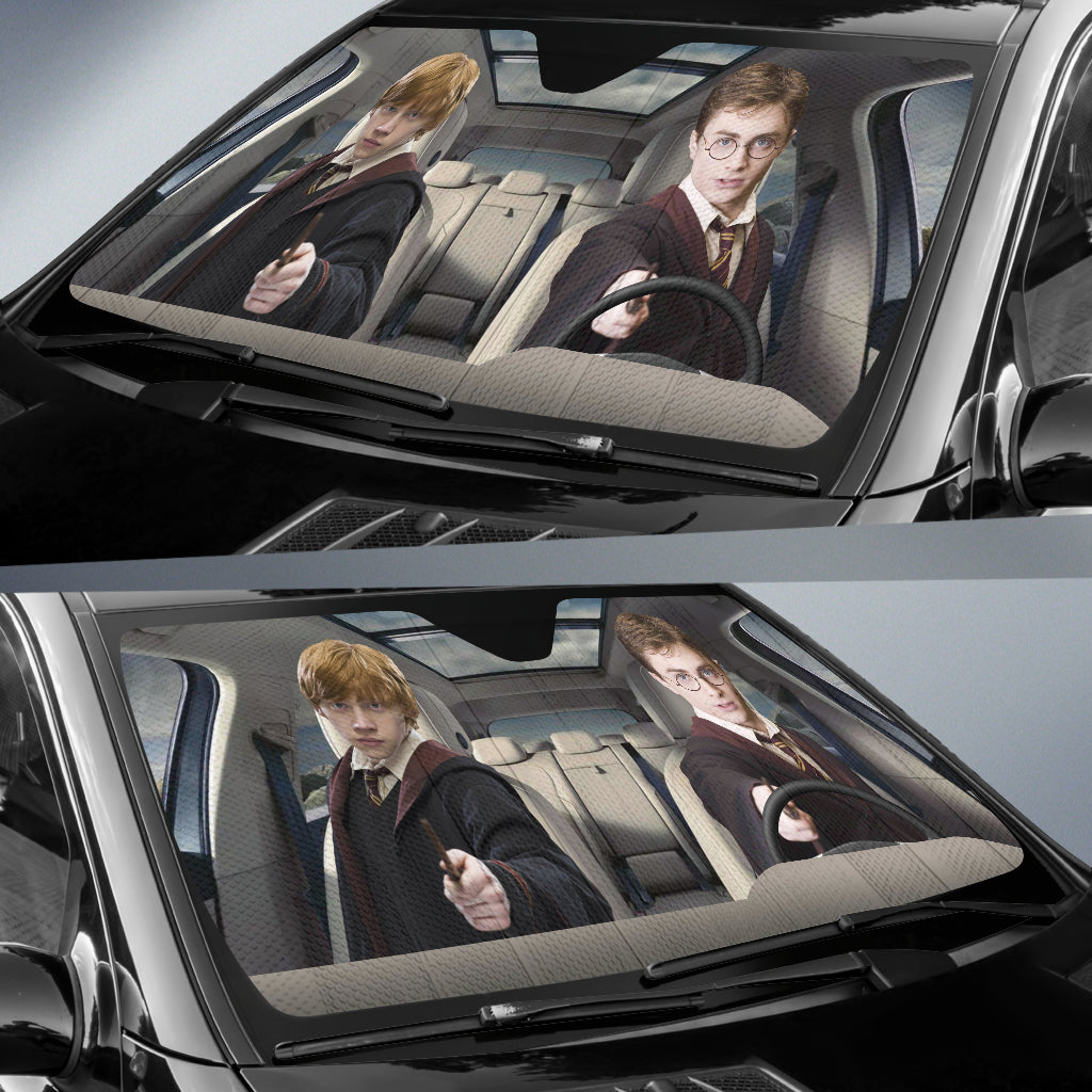 Ron Weasley And Harry Potter Driving Auto Sun Shade