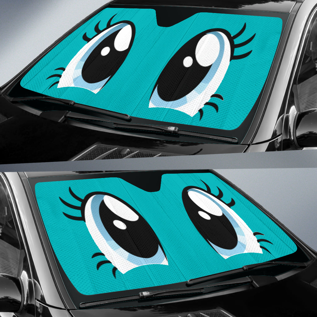 Cartoon Lady Eyes Blue Anime Car Auto Sun Shades Windshield Accessories Decor Gift
