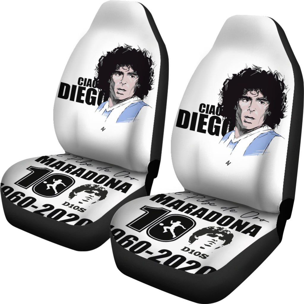 Cool White Diego Armando Maradona 10 Rip 1969 2022 Car Seat Covers Gift For Fooball