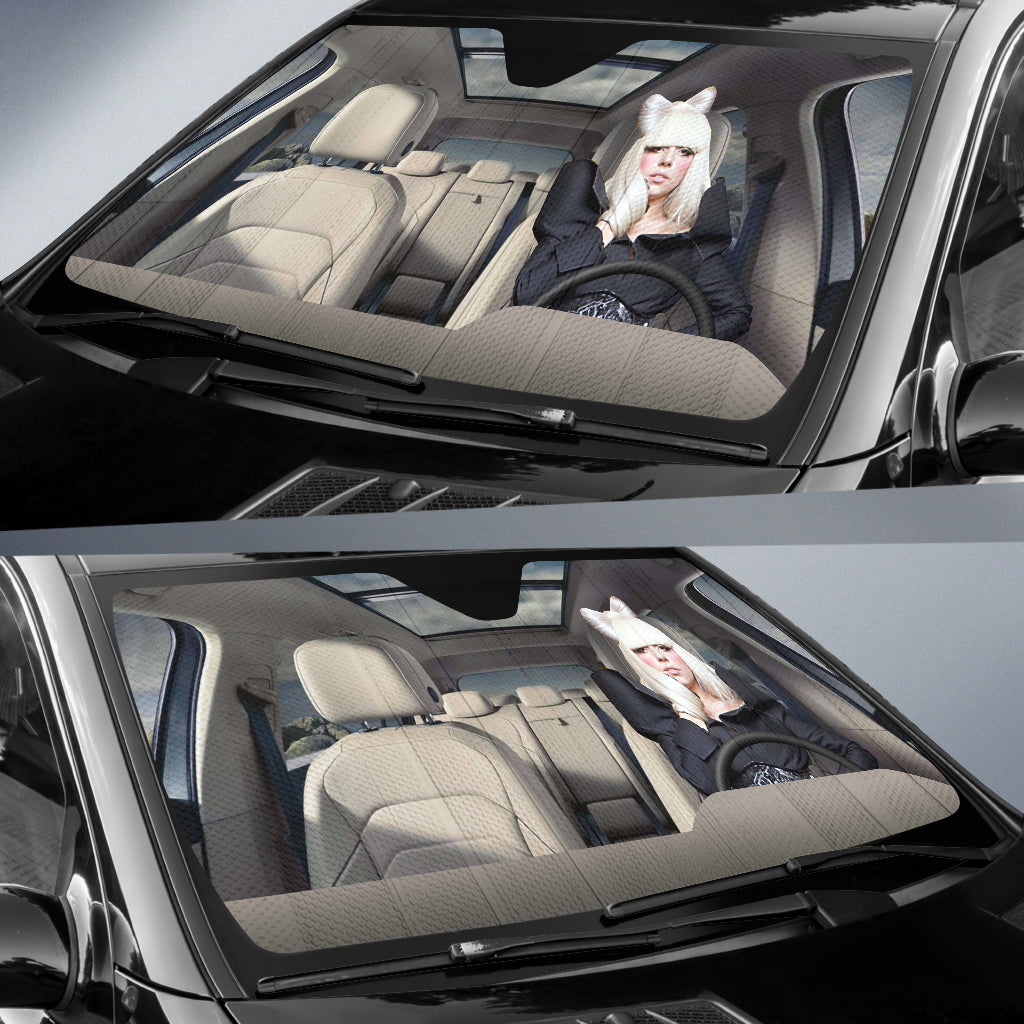 Lady Gaga Driving Auto Sun Shade