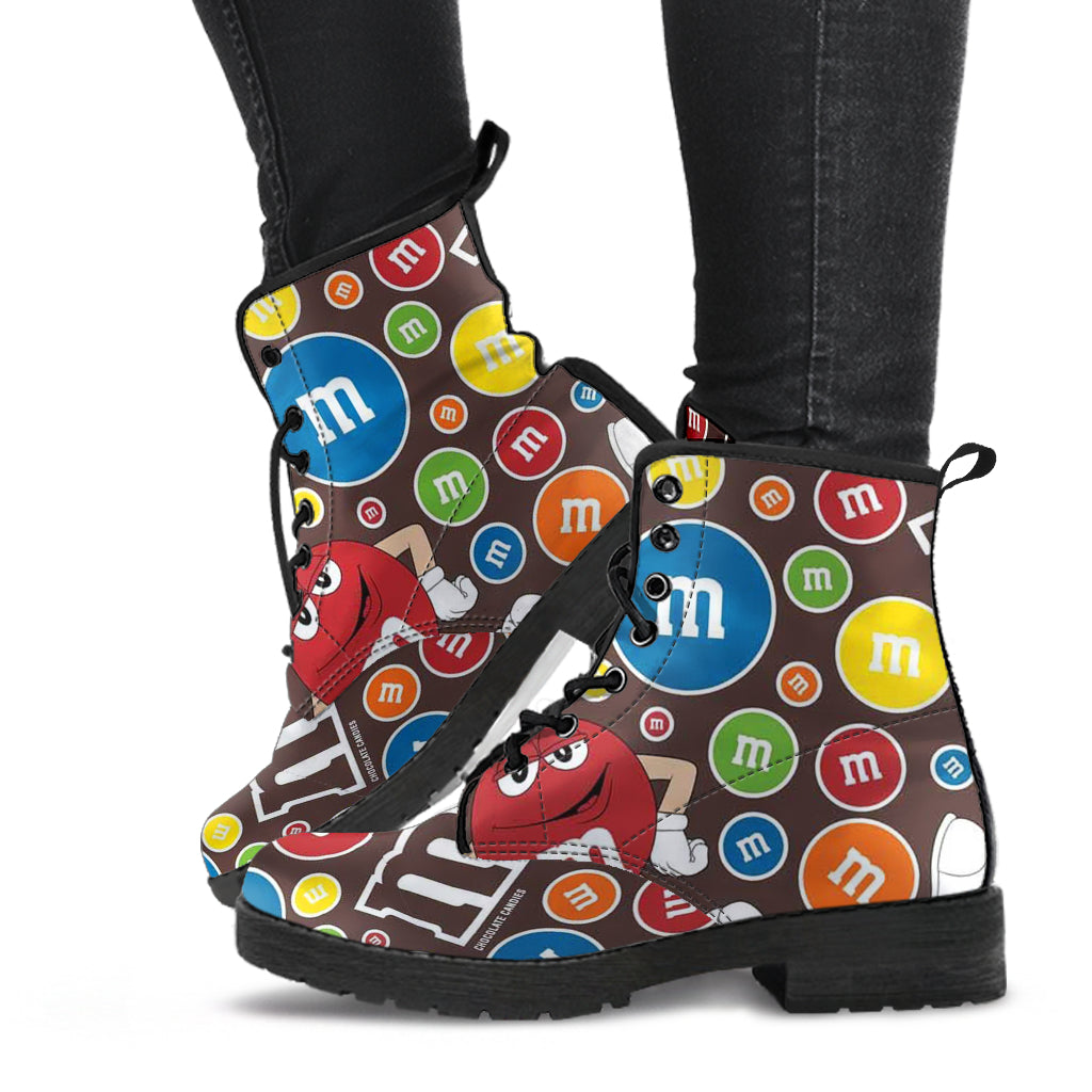 M&M Chocolate Pattern Leather Boots