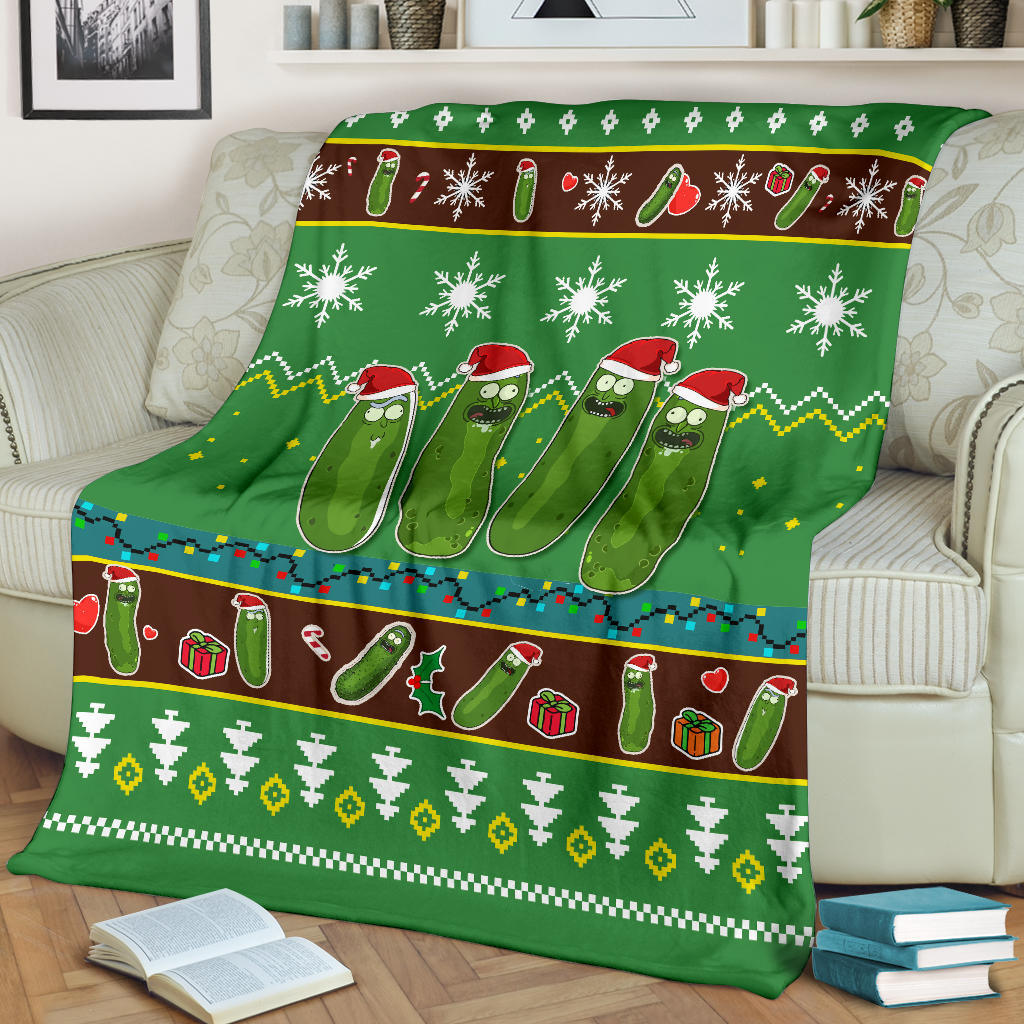 Pickle Rick Christmas Blanket Amazing Gift Idea
