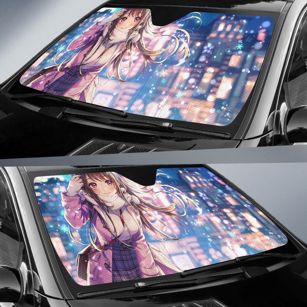 Anime Girl Snow Hd Car Sun Shade Gift Ideas 2022
