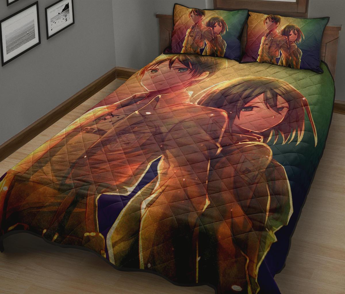 Attack On Titan 9 Anime Quilt Bed Set Pillow Case Amazing Decor Gift Ideas