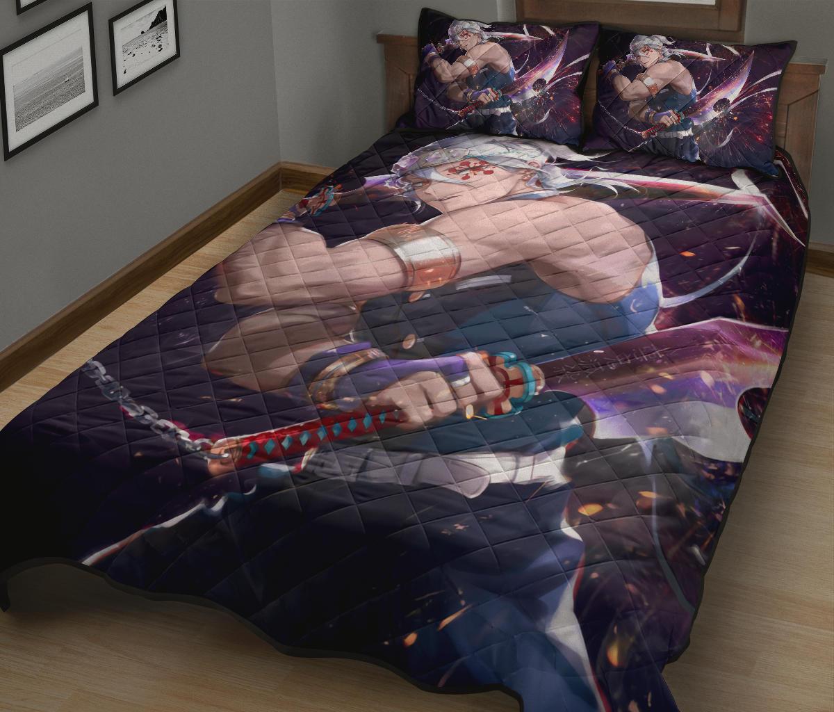 Tengen Uzui Demon Slayer Anime Quilt Bed Set Pillow Case Amazing Decor Gift Ideas