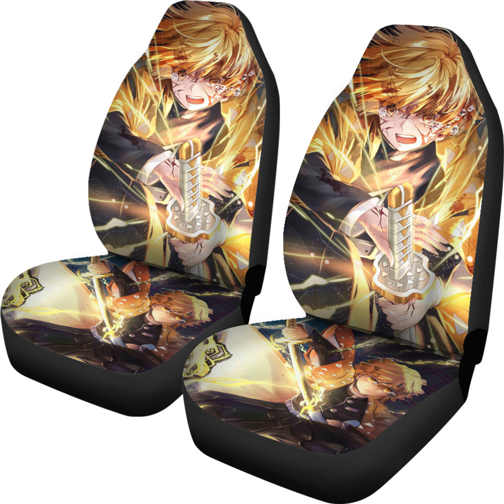 Thunder Zenitsu Agatsuma Demon Slayer Car Seat Covers Gift For Fan Anime
