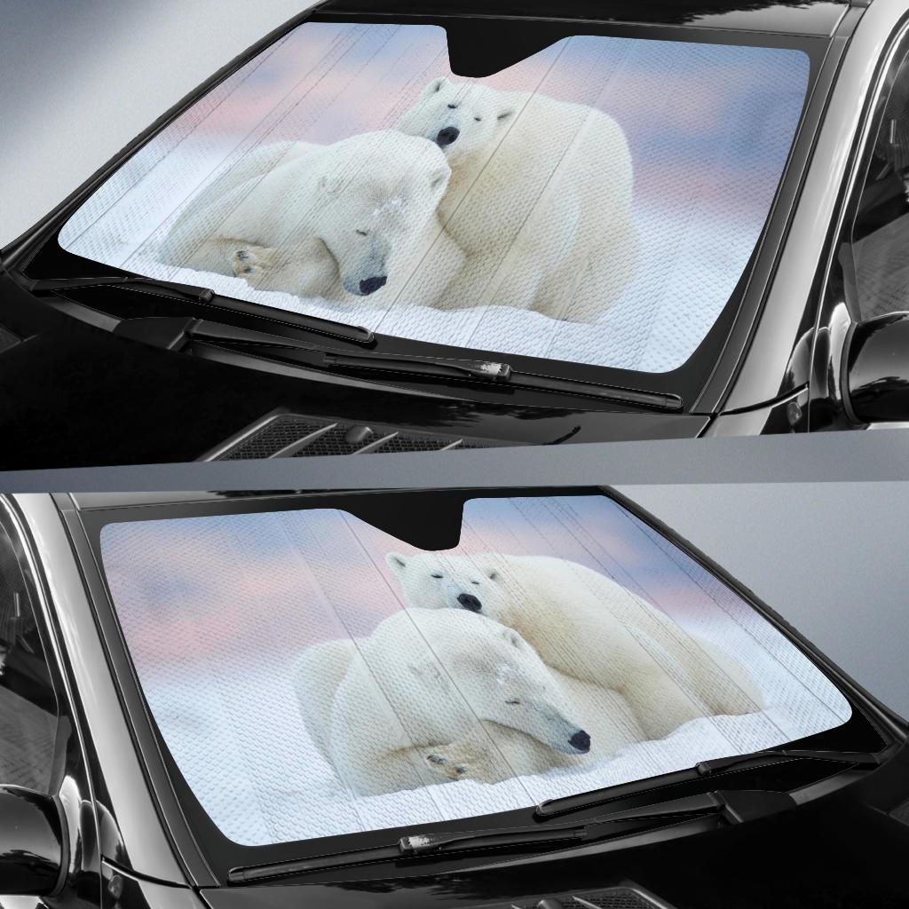 Polar Bears Snow Winter Hd 5K Car Sun Shade Gift Ideas 2022