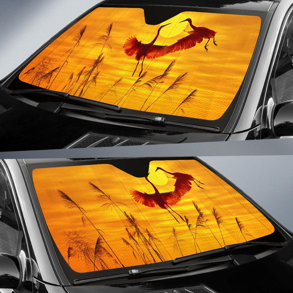 Sunset Dusk Birds Egrets 5K Car Sun Shade Gift Ideas 2022