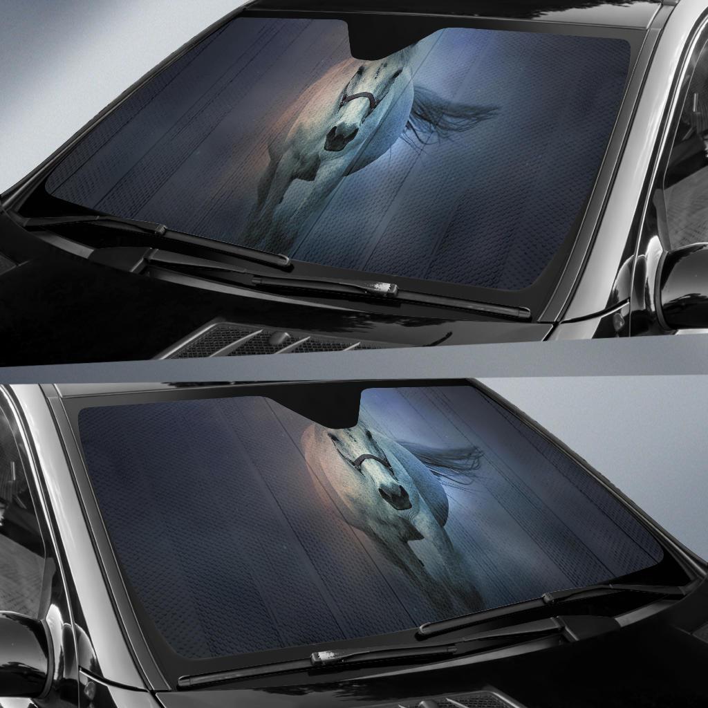 White Horse Dark 4K 8K Car Sun Shade Gift Ideas 2022