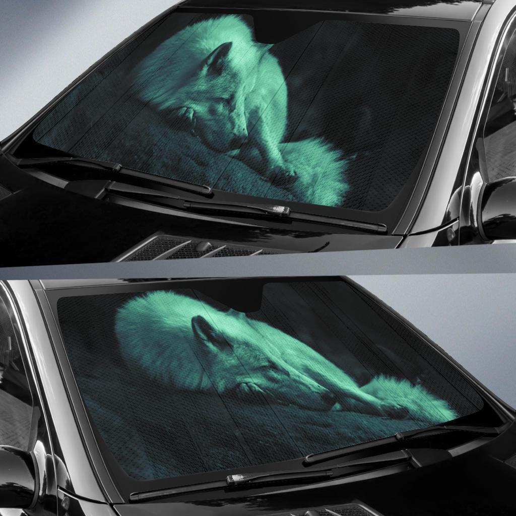 Sleeping White Wolf At Night Woods Car Auto Sunshades Amazing Best Gift Ideas 2022