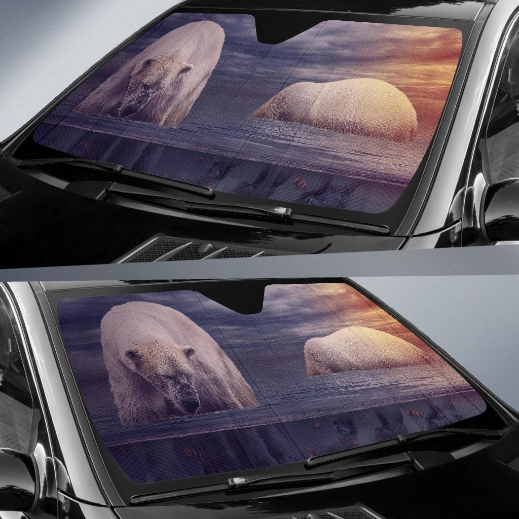 Polar Bears Ocean Underwater Sunset 4K 8K Car Sun Shade Gift Ideas 2022