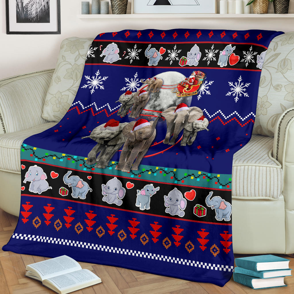 Blue Elephant Christmas Blanket Amazing Gift Idea
