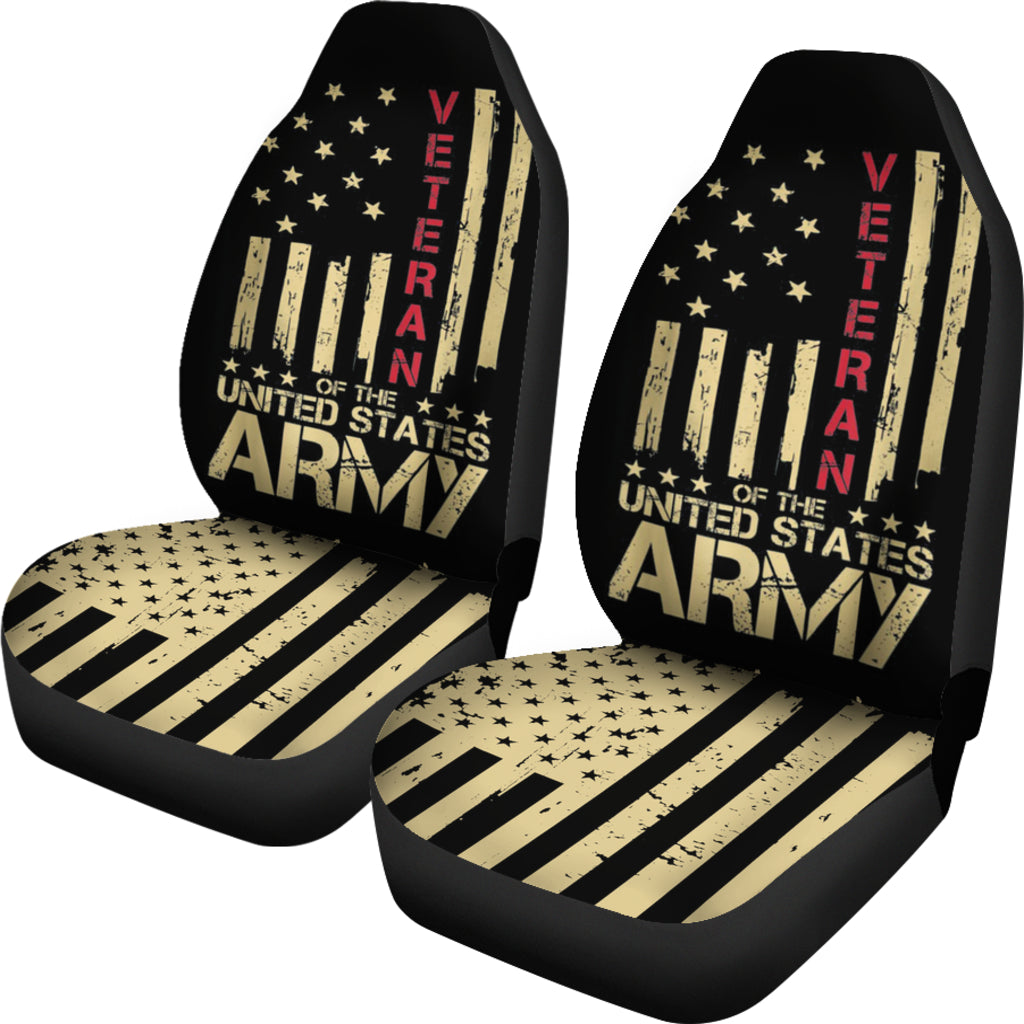 Patriotic U.S Army Veteran Red Line American Flag Car Seat Covers