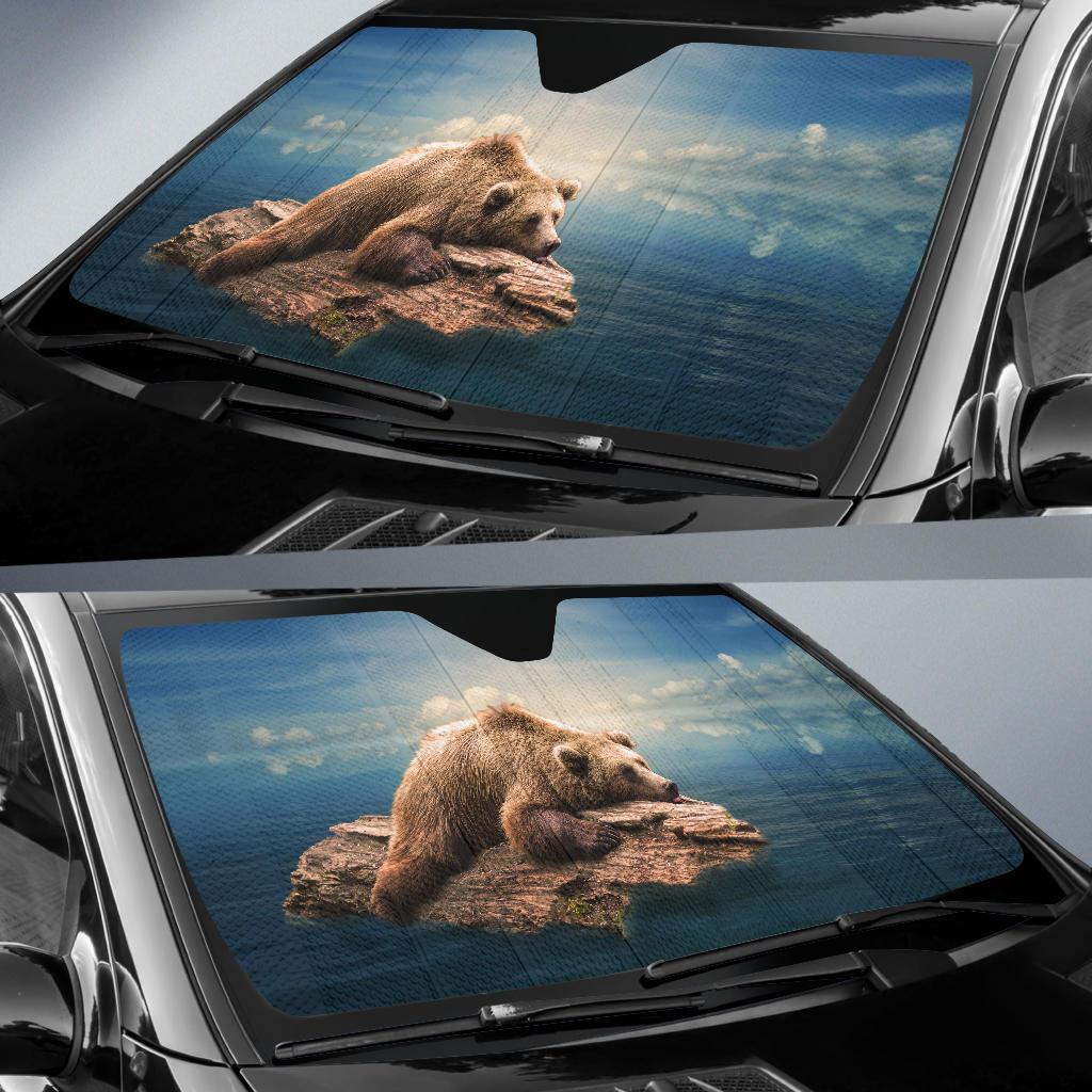 Bear Floating Water 4K Car Sun Shade Gift Ideas 2022