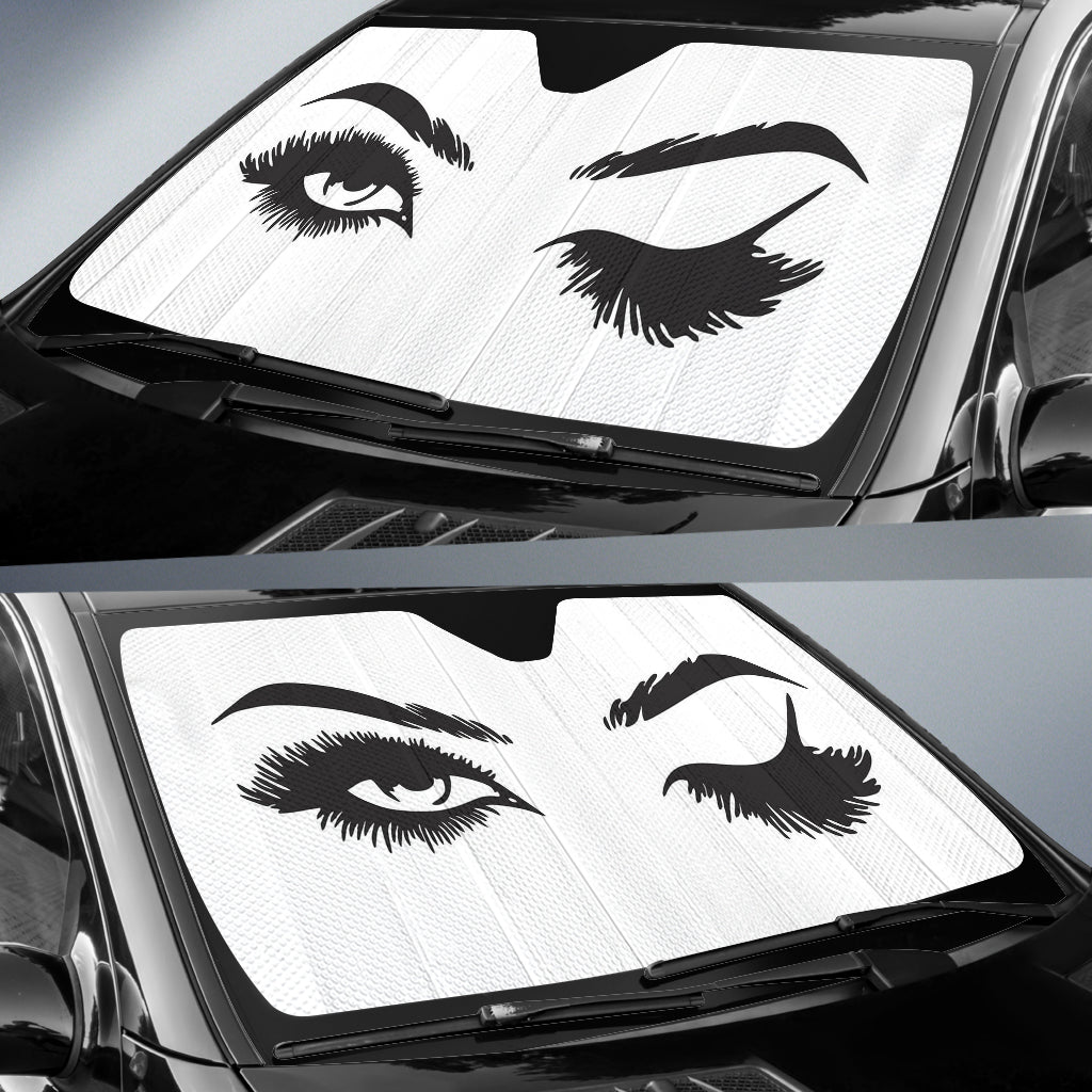 Cartoon Eyelash Lady Black Car Auto Sun Shades Windshield Accessories Decor Gift