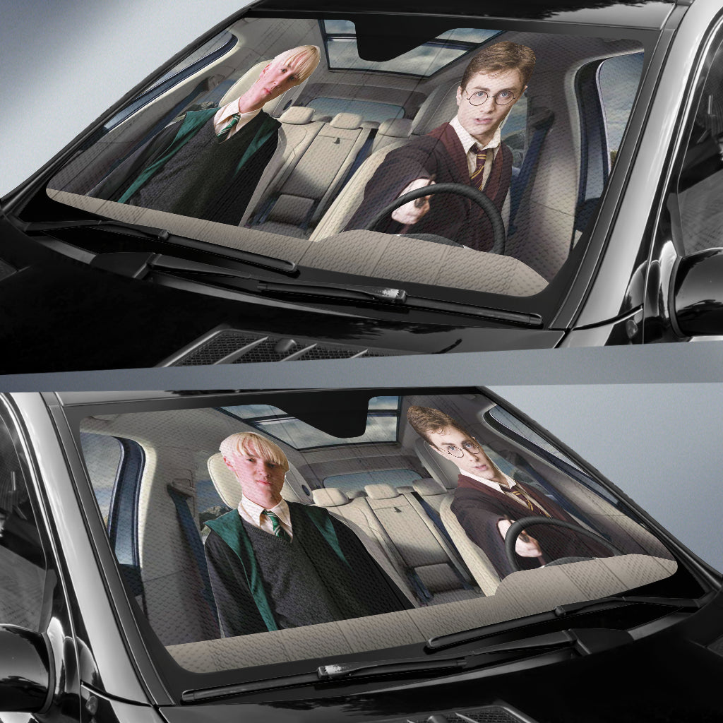 Draco Malfoy And Harry Potter Driving Auto Sun Shade - 99shirt