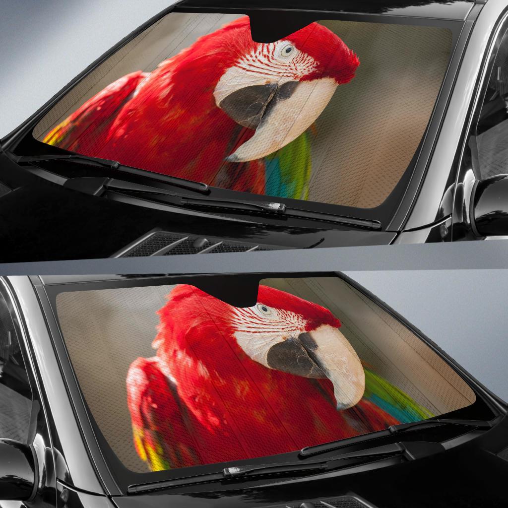 Red Green Macaw Parrot 4K Car Sun Shade Gift Ideas 2021