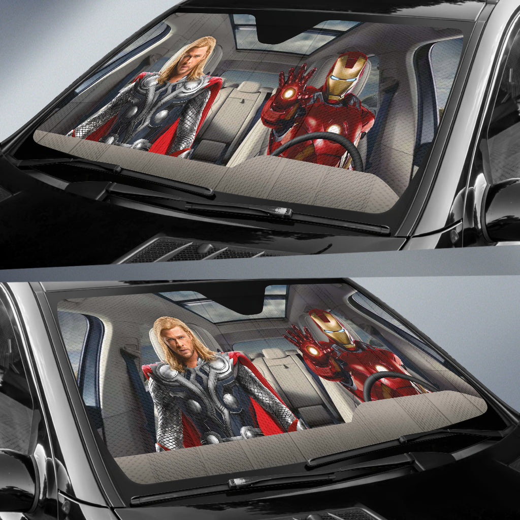 Thor And Iron Man Auto Sun Shade