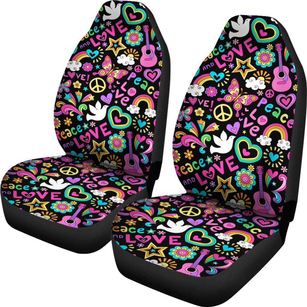 Peace, Love And Music Pattern Car Seat Covers