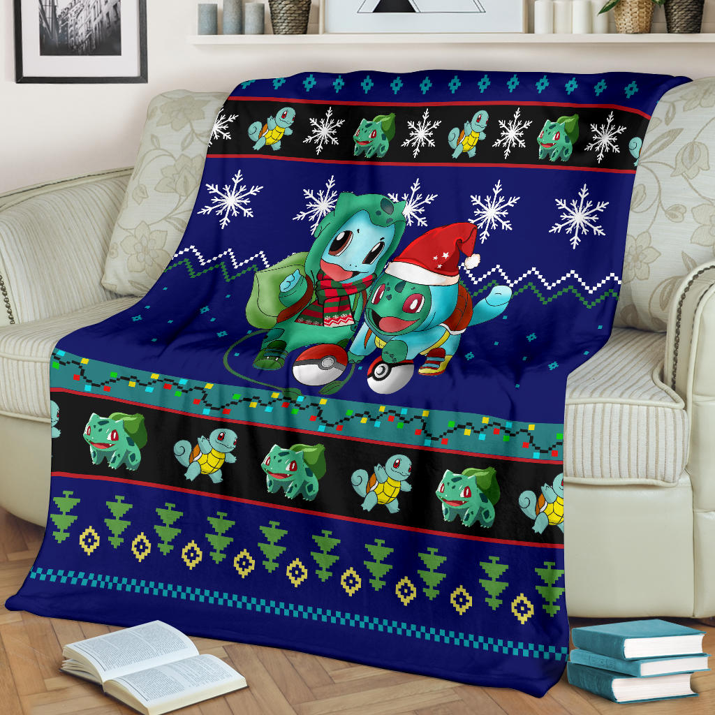Blue Gearzime Pokemon Ugly Holiday Fleece Blanket Gift For Christmas Amazing Gift Idea
