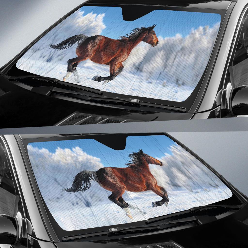 Snow Winter Horse Auto Sun Shades Amazing Best Gift Ideas 2022