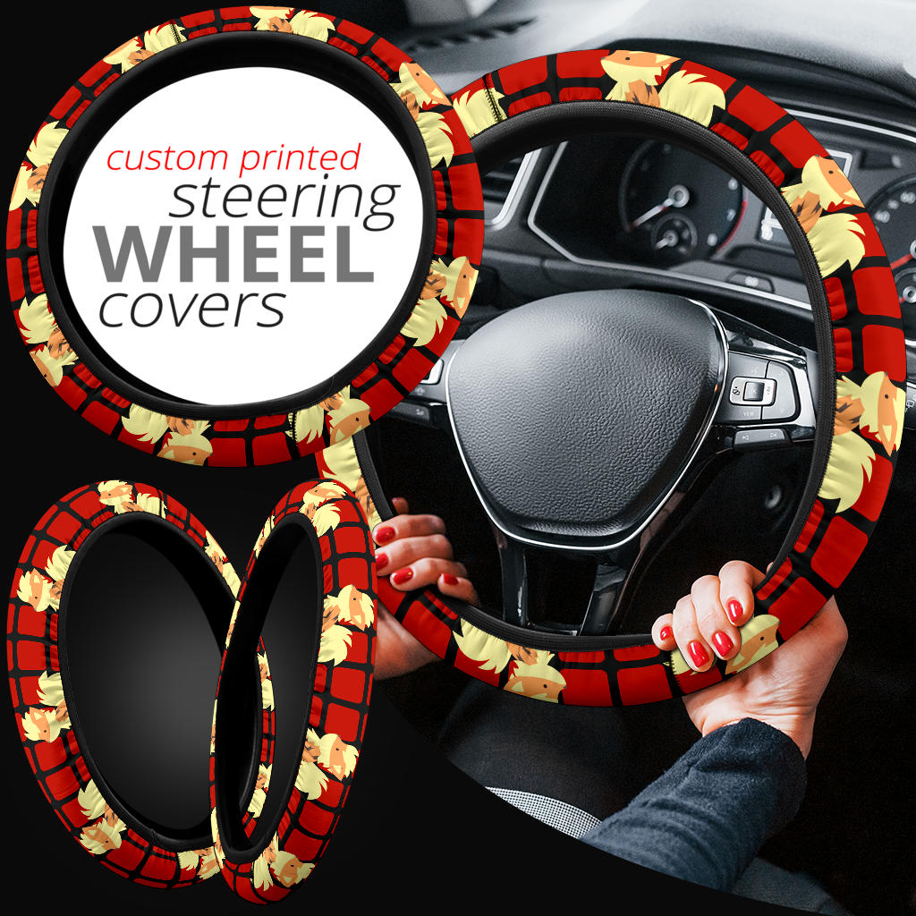 Arcanine Partern Pokemon Steering Wheel Cover