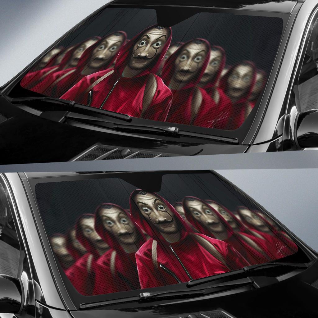 Money Heist Team Mask Art Hd Sun Shade Amazing Best Gift Ideas 2022