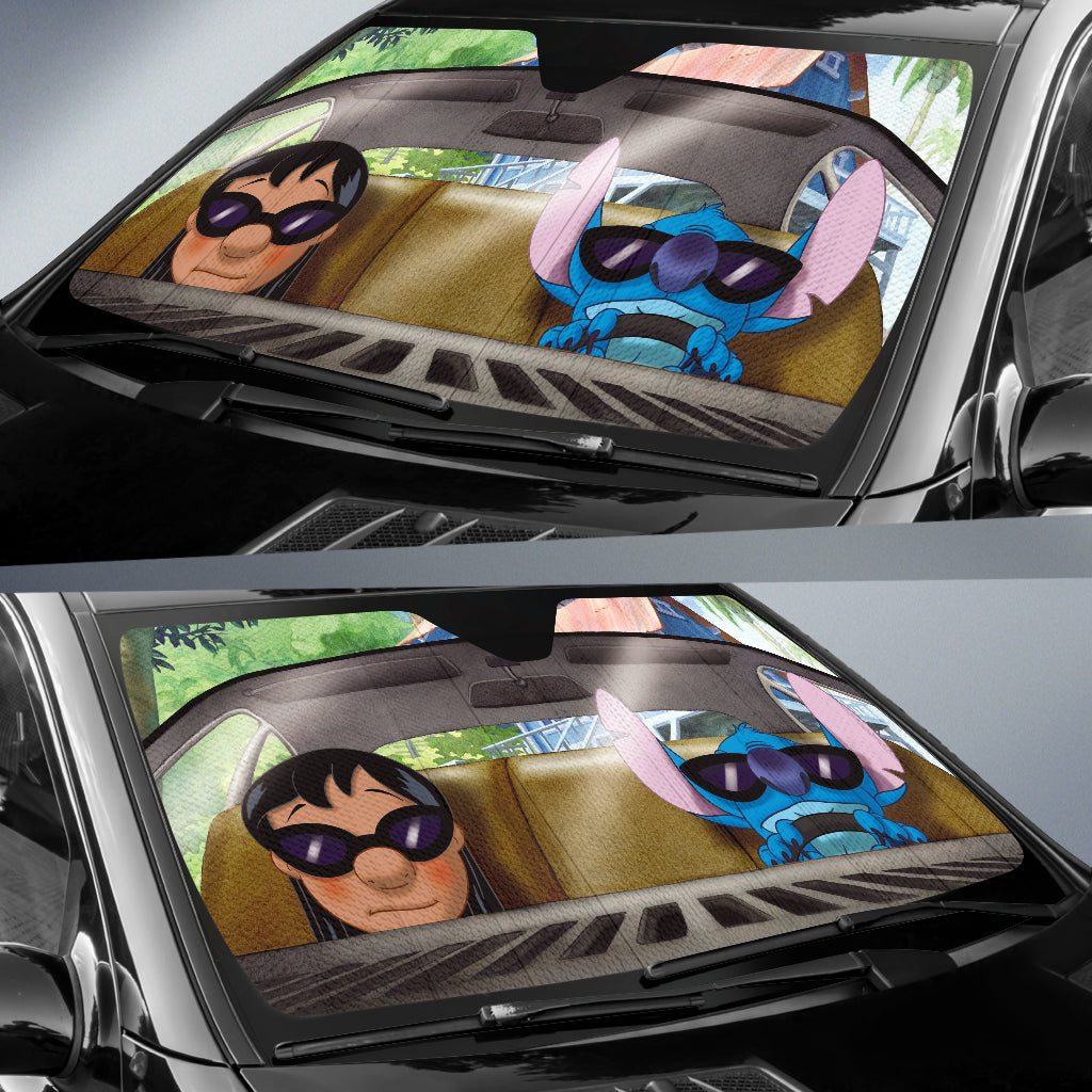 Lilo And Stitch Funny Sunglasses Car Auto Sun Shades Windshield Accessories Decor Gift