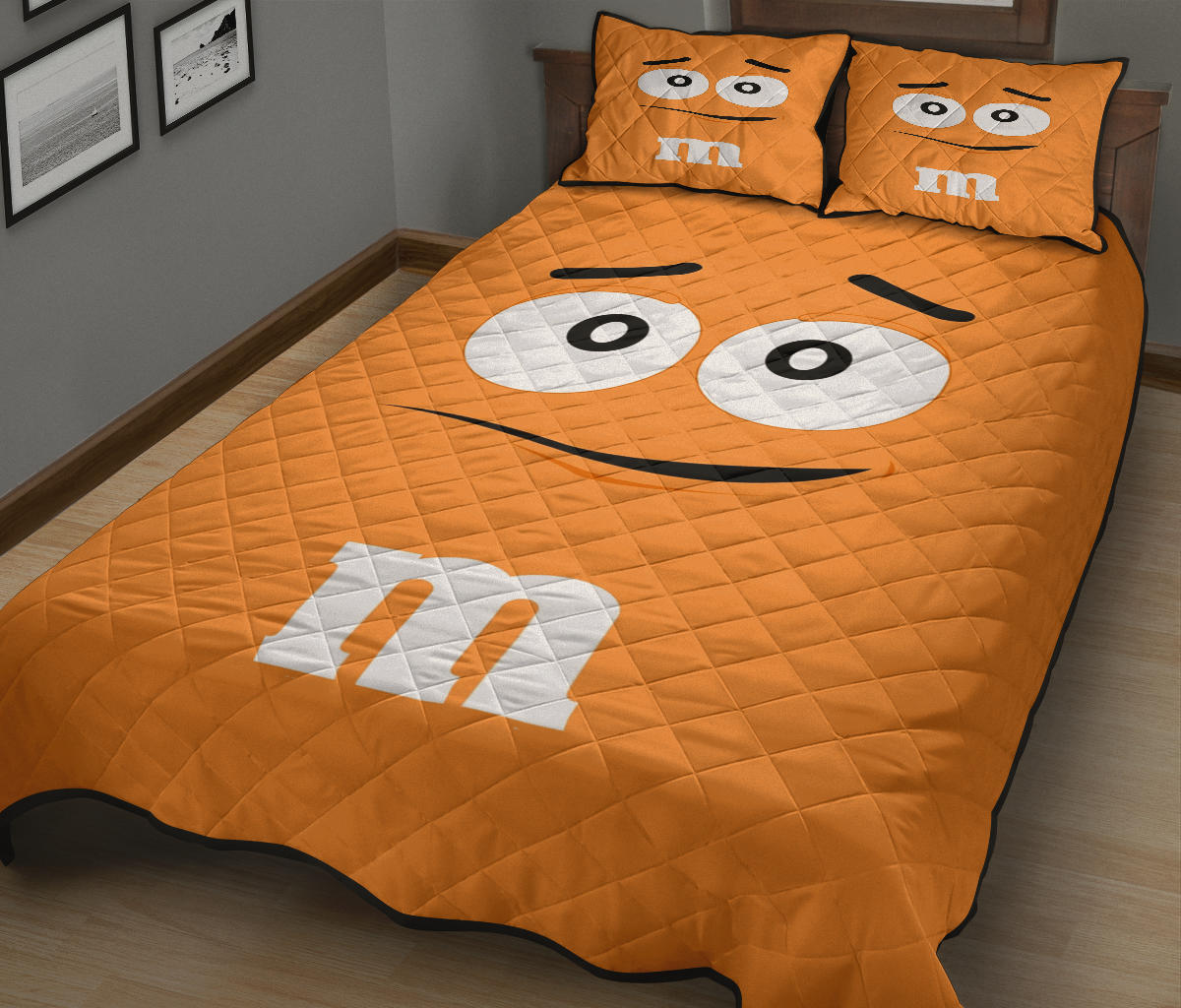 Chocolate M&M Orange Quilt Bed Sets