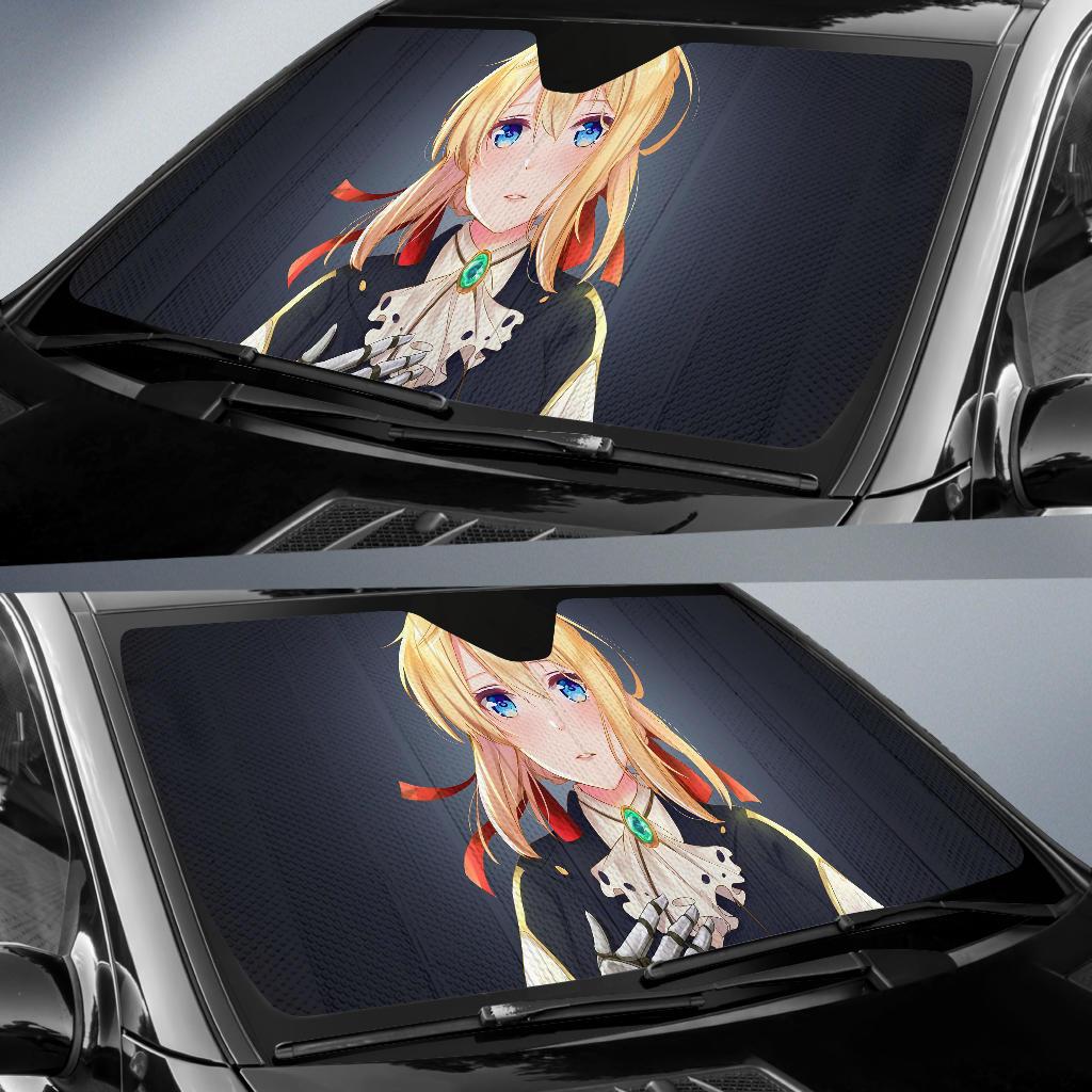 Violet Evergarden Anime Girl Black 4K Car Sun Shade Gift Ideas 2022