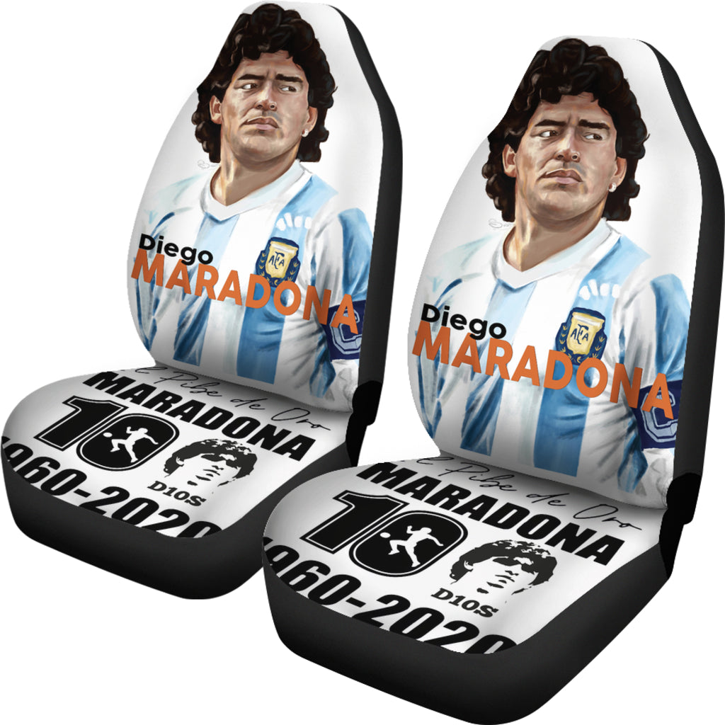 White Diego Armando Maradona 10 Rip 1969 2022 Car Seat Covers Gift For Fooball