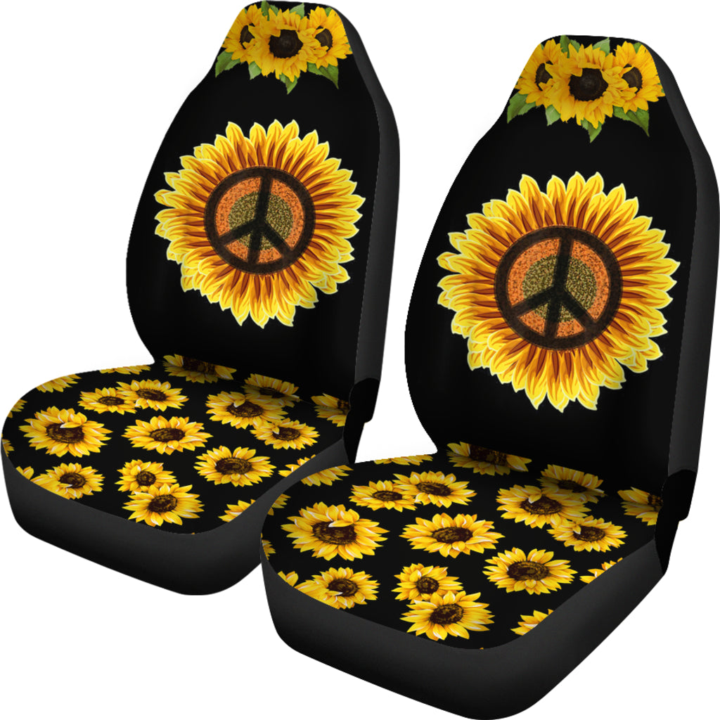 Sunflower Peace Sign 1960S 1970S Hippie Car Seat Covers